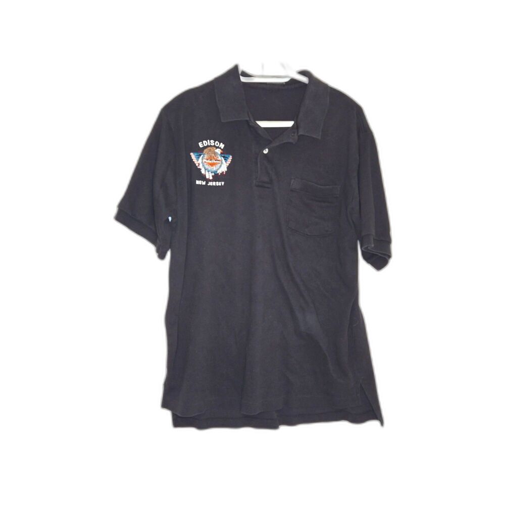 Vintage Harley Davidson Eagle Embroidered Polo Shirt Edison NJ 90s Mens Size M